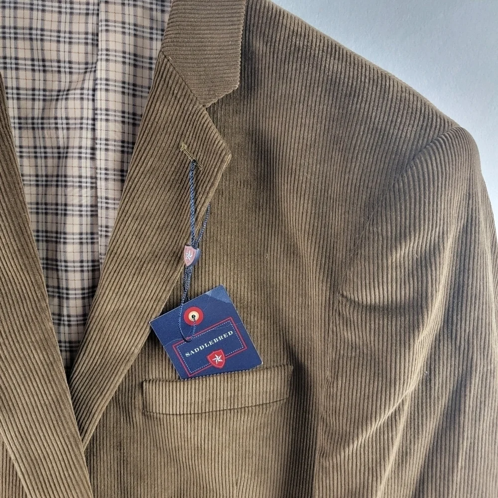 NWT Saddlebred brown‎ corduroy sportscoat Size 44L